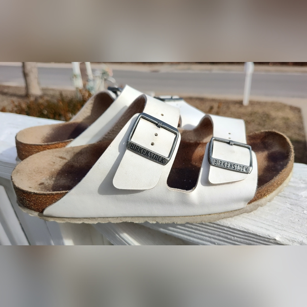 Women’s Birkenstock Arizona White Sandals Size 41